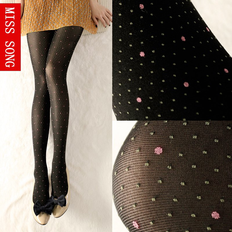 free ship vintage stockings jacquard multicolour round dot polka dot velvet spring and autumn pantyhose