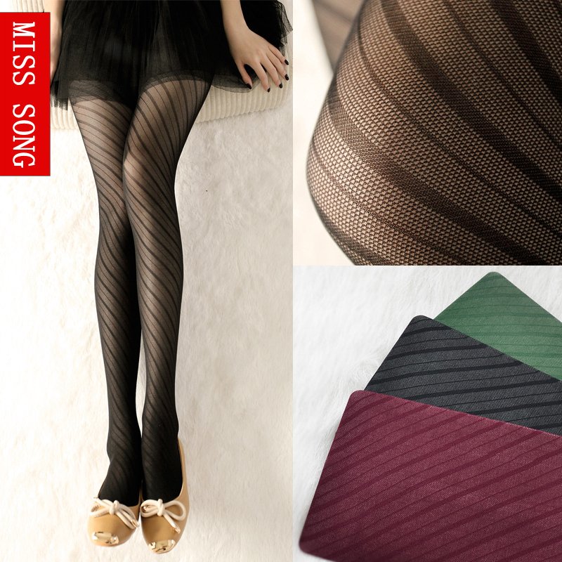 free ship vintage stockings oblique stripe pantyhose ultra-thin spiral socks female