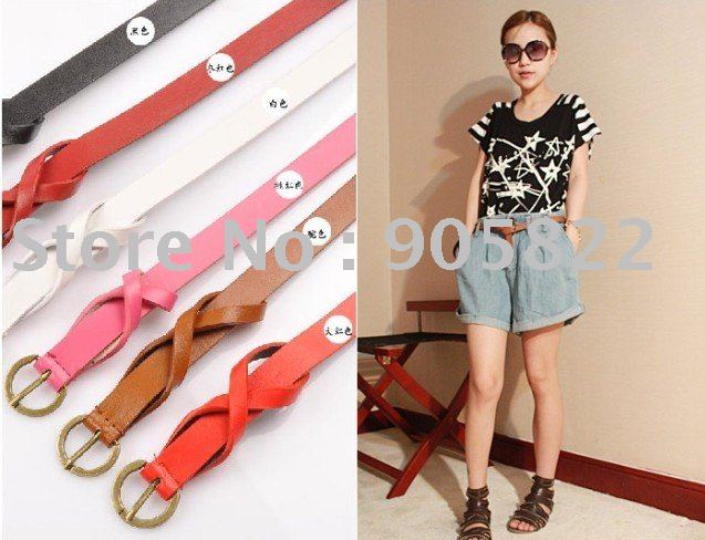 Free ship +whole sale new Fashion ladies belt,butterfiy cross thin leather fashion belt PU wild(50piece /lot) (D-3)