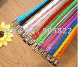 Free ship +whole sale new Fashion ladies belt,Candy colors ultra thin leather fashion belt PU wild(50piece /lot) (D-1)