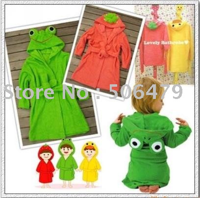 Free ship Wholesale 6pcs/lot baby cotton Robe with hats hooded toddler bathing bath clothing