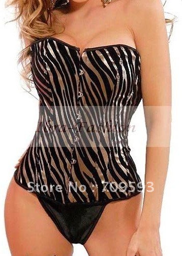 Free Ship Wholesale/Dropship Zebra Corset Sexy Lingerie Lace up Corset Bustier Lingerie Underwear Boned Overbust Corset 8199