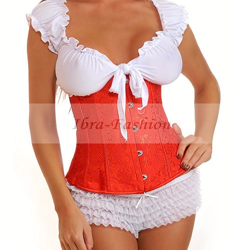 Free Ship Wholesale Red jacquard Underbust corset lingerie Floral Brocade Underbust Corset underwear Waist Cincher 4/lot