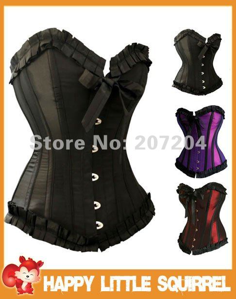 Free Ship Wholesale sexy fashion women lady 3 color Lace up Corset Sexy Corset Top body shapper Boned corsets bustier lingeries