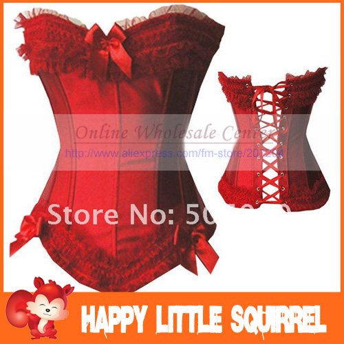 Free Ship wholesale Sexy RED Corselet gothic glamourous corset Lady Corsets lingerie +Retail