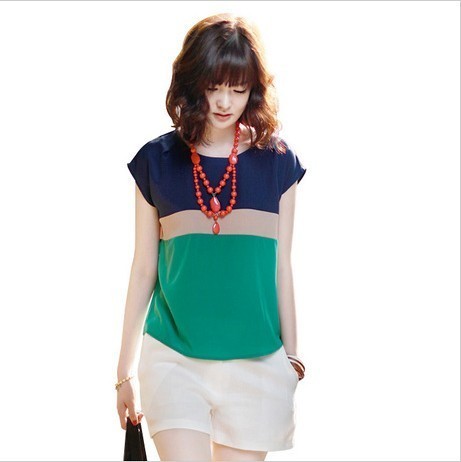 Free ship ,women/lady high quality chiffon shirt plus size t-shirt loose short-sleeve T-shirt Blouses