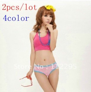 Free shipiing 2pcs/lot 4color New cat people underwear shop quality goods sexy zone serging stripe cotton lady triangle pants