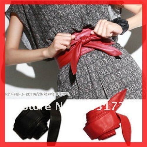 Free Shiping 5pcs/lot~Pu Leather Wrap Around The Corset OBI CINCH Waist Belt Band,Super Cool Lady Bowknot Belt in 3 Colour RT912