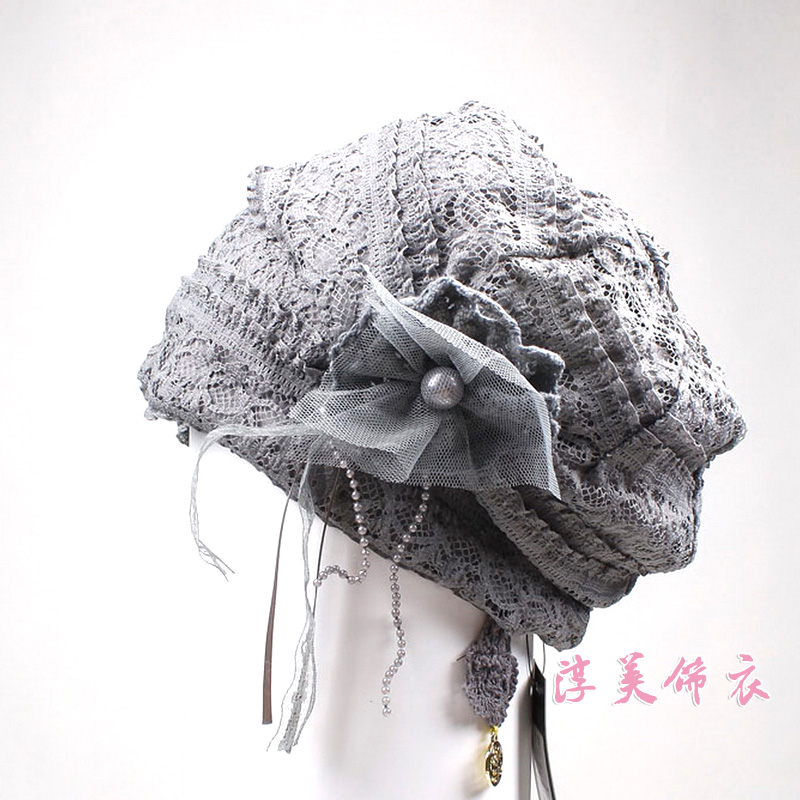 free shiping Fashion luxury pearl lace cap casual cap turban a113 three-color