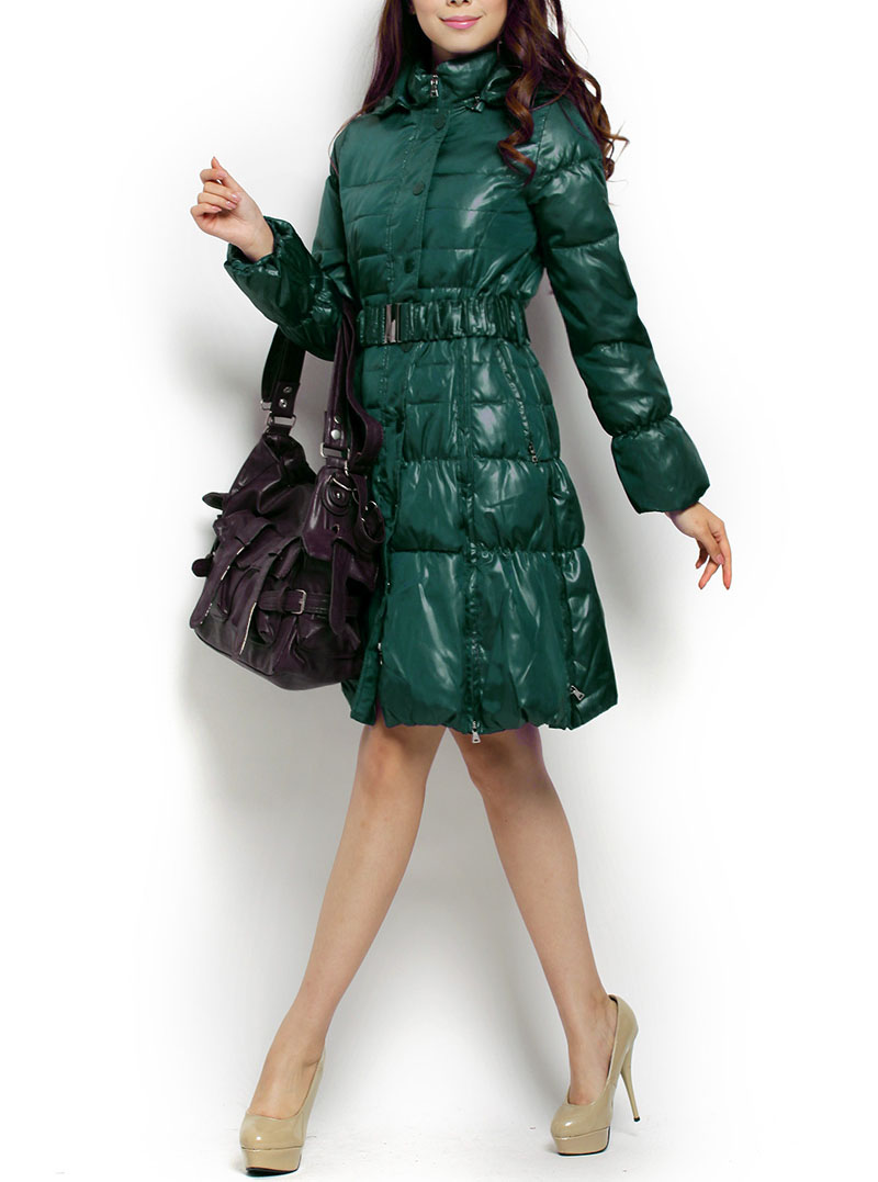 Free shiping Fifth avenue of winter soft thick cotton belt dress long design wadded jacket