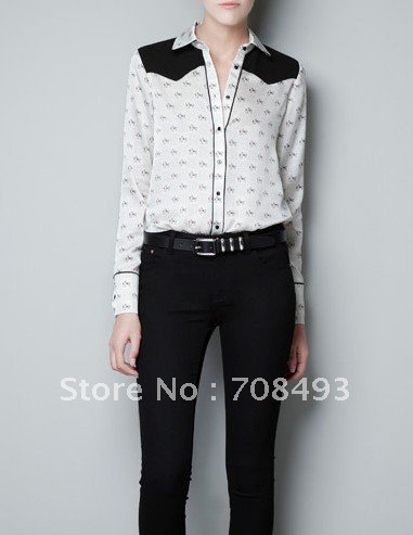 Free shiping Free shiping new fashion long sleeves women's shirts chiffon shirt chiffon blouses women shirts fashion blouses