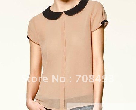 Free shiping Free shiping new fashion shorts sleeves women's blouses chiffon shirt chiffon blouses women shirts fashion blouses