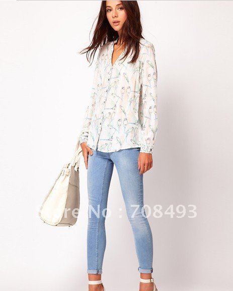Free shiping high quality long sleeves shirt women's blouses chiffon shirt women blouses casual shirt Size:S M L