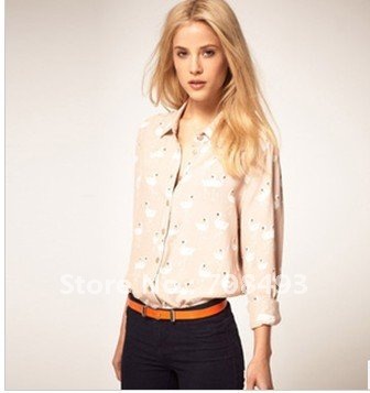 Free shiping high quality long sleeves shirt women's blouses chiffon shirt women blouses casual shirt Size:S M L