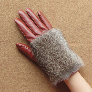 Free shiping!Plane sheepskin female rex rabbit hair leather gloves women's genuine