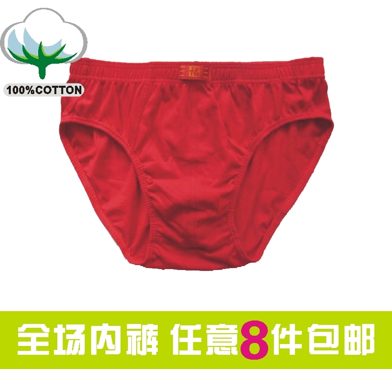 Free shiping Red panties male red panties 100% cotton 100% cotton trigonometric panties male red pants 8