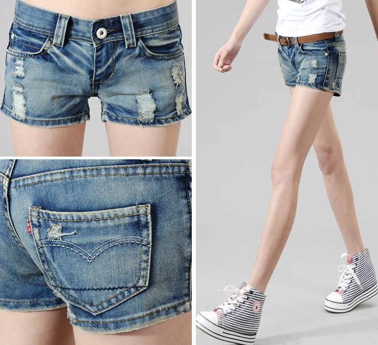 free shiping summer new Women shorts Worn out design adornment hot pants Han edition cultivate one's morality cowboy shorts