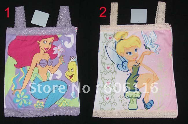 free shipment, 24pcs/lot, Children Underwear/ Kid's tank tops / Girl's camisole made of cotton with lace decoration-AL-013