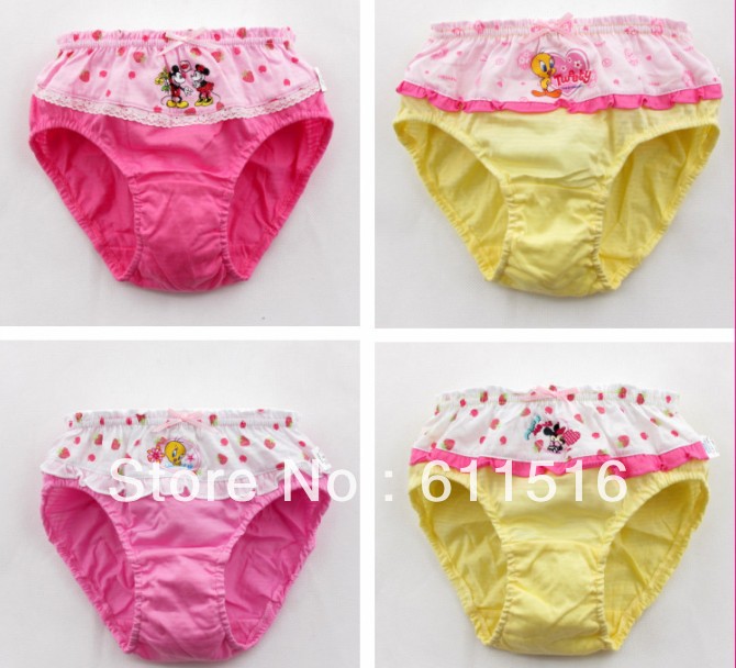 Free Shipment , 48 Piece/Lot  Girl`s Lovely Nice Briefs , Girl`s 100% Mecerized Cotton Super Soft Underwears