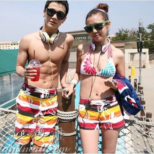 free shipment and wholesale Summer shorts lovers beach pants beach pants stripe