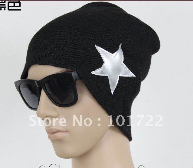 FREE SHIPMENT,fashion knitted winter hat,star decoration,suitable for ladys and mens both.free size