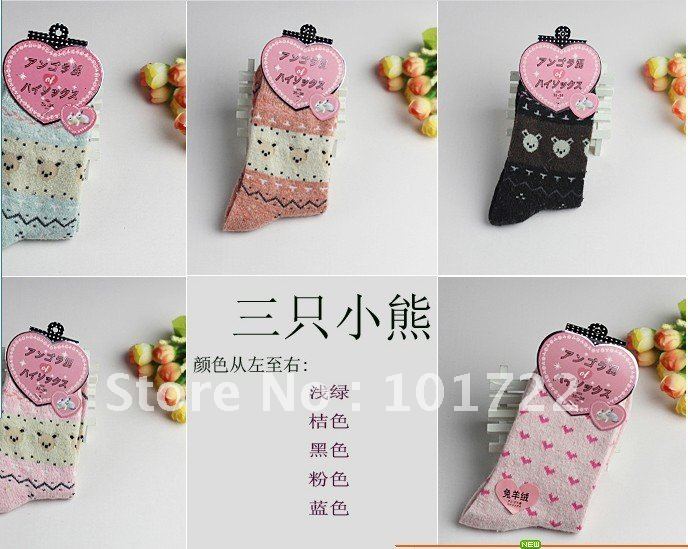 FREE SHIPMENT,Fashion lady's antumu and winter warm short socks,rabbit fur socks,knee-high thickness sock,candy color,free size