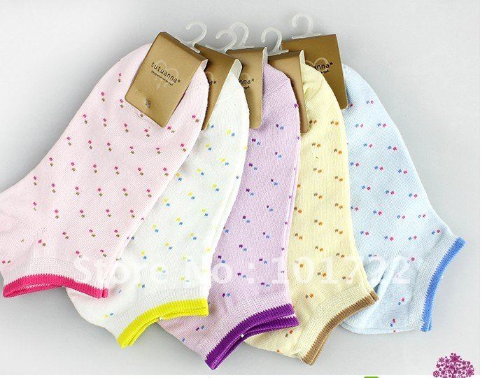 FREE SHIPMENT,fashion lady's cotton sock slippers,cotton dots women candy ankle socks,colorful casual short socks,free size