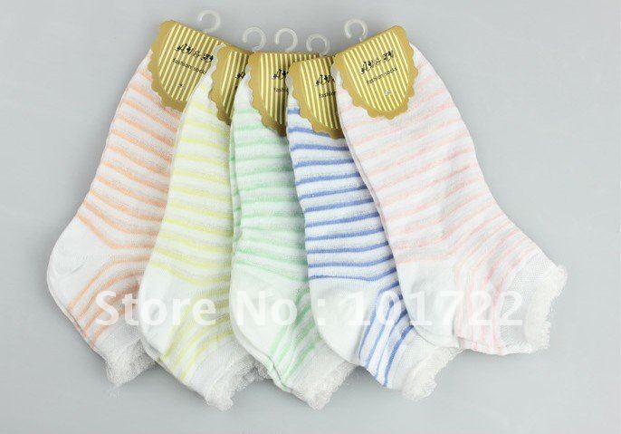 FREE SHIPMENT,fashion lady's cotton sock slippers,cotton striped women candy ankle socks,colorful casual short socks,free size