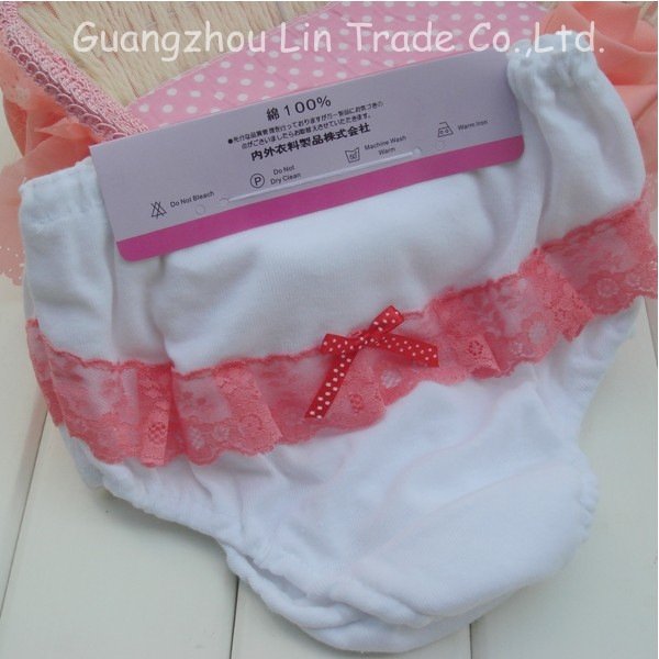{Free shipment} girls' underpants, 100% cotton BREAD PANTS with Lacy design, 10pcs/lot, lovely, sweet