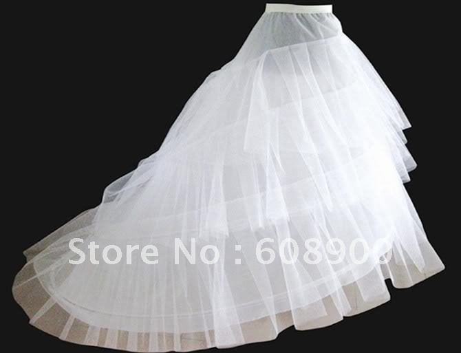 Free Shipment White Wedding Gown Train Petticoats for sale Crinoline Underskirt 3-Layers