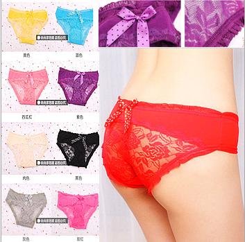 Free shipp Pierced Butterfly lace sexy underwear princess sexy ladies panties butterfly tie with diamond lace temperament briefs