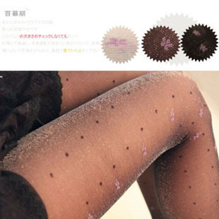 Free Shippig High Quality Silver Small Flower Sexy Pantyhose Fashion Women Show Thin Leggings Black And White Round Dot Tights