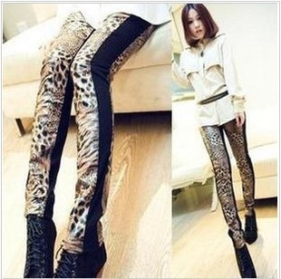 free shippig Women's 2012 all-match tiger faux leather fashion personality legging new style leggings high quality leggings