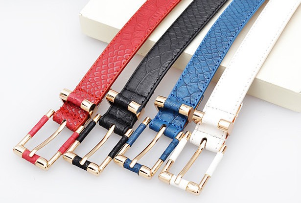 free shippig, women's Leather Belt fashion strap serpentine pattern matte Ladies Belt leather pin buckle thin belt