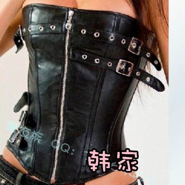 free shippign Fashion jazz costumes sexy punk all-match leather tube top