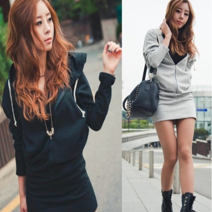 Free Shippiing 2013 spring high quality slim behind the wings print hoody casual zipper sweatshirt one-piece dress Z-36