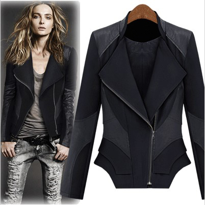 free shippin 2012 autumn limited edition super handsome slanting lapel patchwork slim motorcycle leather jacket WJ13955