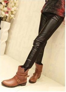 free shippin wholesale 4pcs/lot 2012 spring and autumn faux leather patchwork leather female legging ankle length trousers