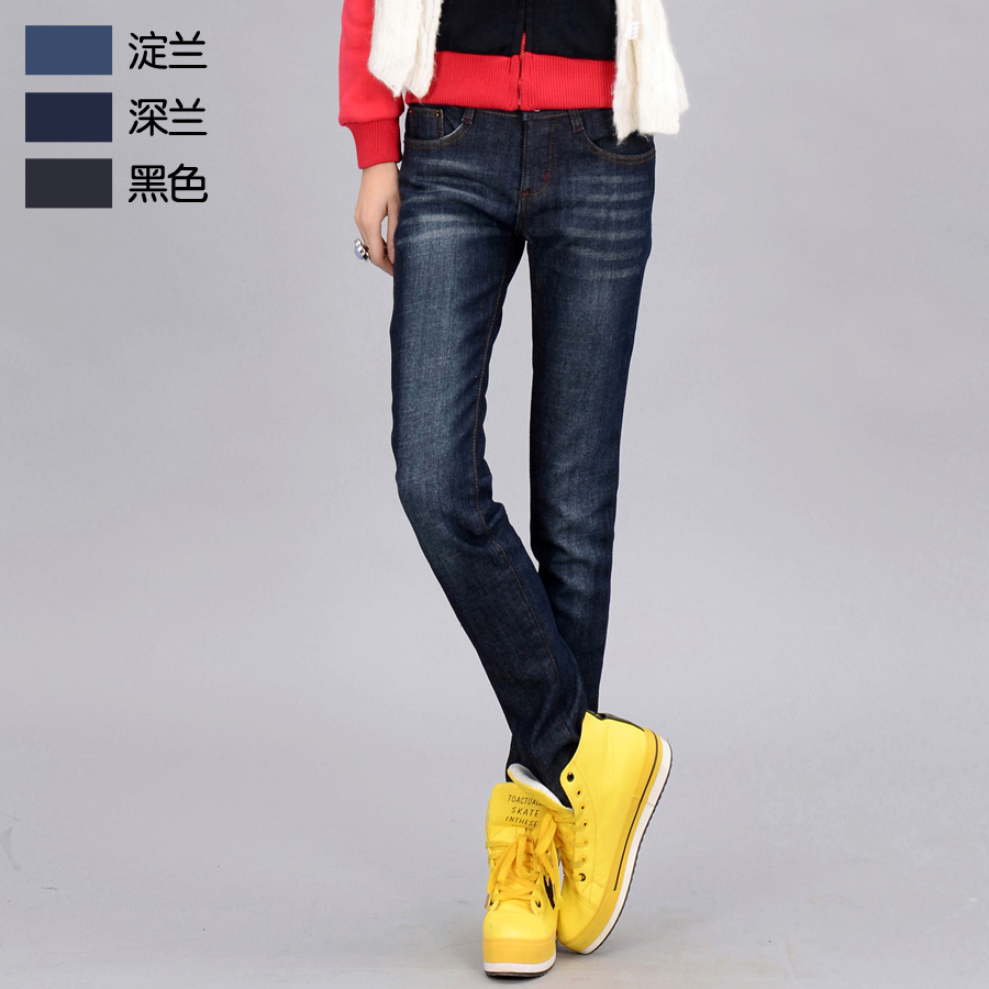 Free shipping 05 - 113 plus velvet thickening jeans female slim pencil pants all-match boot cut jeans