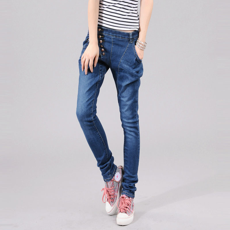 Free shipping 05 - 3125 harem pants breasted harem pants hanging crotch pants jeans elastic slim 2013