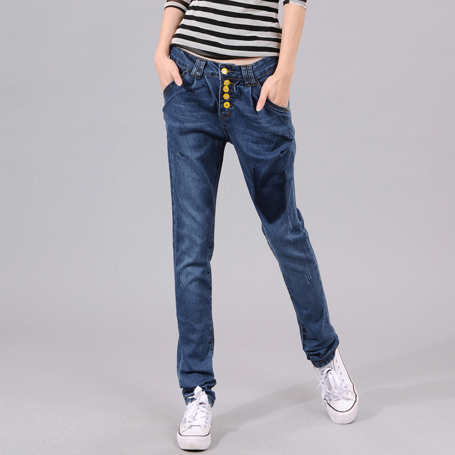 Free shipping 05 - 621 harem pants breasted slim jeans female all-match suspecter crotch pants women's long trousers