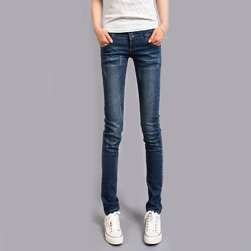Free shipping 09 - 3871 buttons female 2013 plus size elastic slim jeans skinny pants