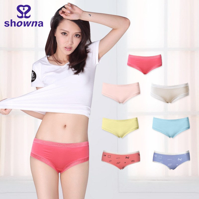 Free shipping 1 4 1 showna lace 100% sexy panty comfortable low-waist female trigonometric panties