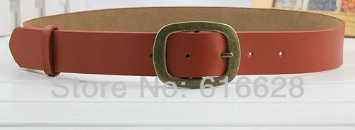 Free shipping 1.45''  real leather women's basic belts with simple silver buckle- 4 colors- wholesale/retail (min order $15)