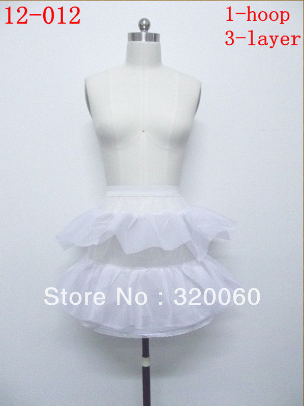 Free Shipping 1 Hoop 3 Layer Petticoat Crinoline For Mini Length Dress Prom Party Event#012