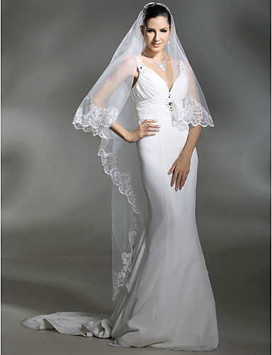 Free Shipping 1 Layer Cathedral Length Wedding Veil Bridal Veil Wedding Accessories Spring Hot Sale