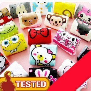 Free Shipping 1 lot=20pcs=10pairs women cotton cartoon  socks  female  Autumn and winter warm slippers  socks