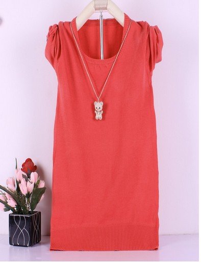 Free shipping (1 piece/lot)2012 autumn women's all-match medium-long low collar basic shirt thin sweater long-sleeve sweater