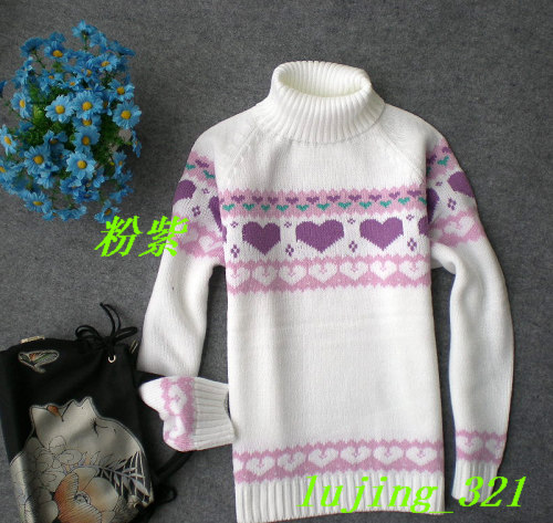 Free shipping(1 piece/lot)missfeel flagship of quality Christmas preppystyle heart turtleneck sweater multicolor
