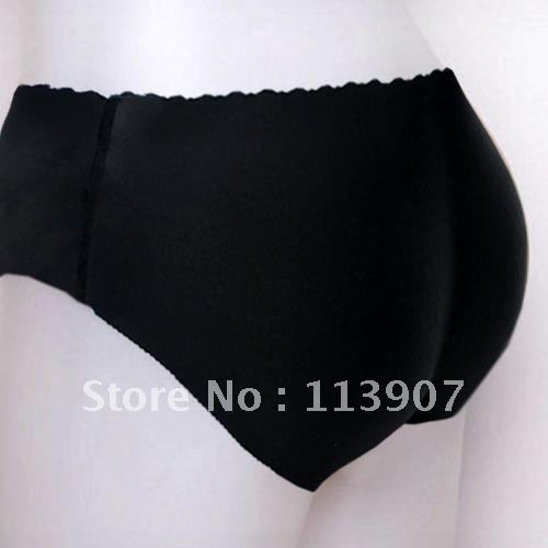 Free shipping 1 Piece Seamless padded pants Nice Bottom abundant buttocks underwear black size M